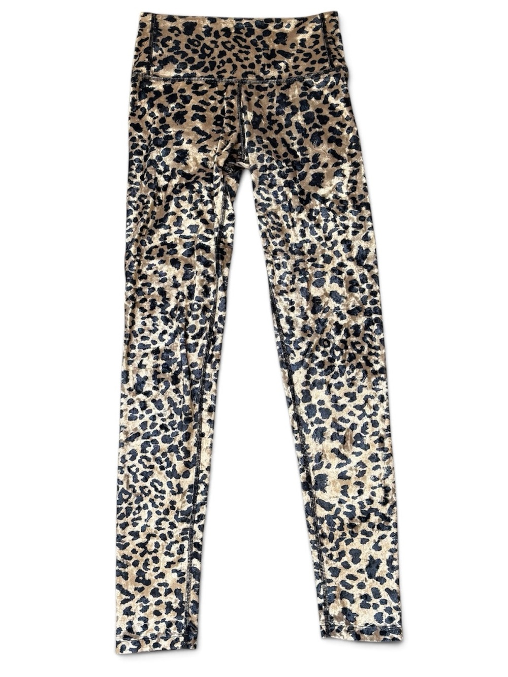 CHRDLR Leopard Print Velvet Leggings Brown Tan XS